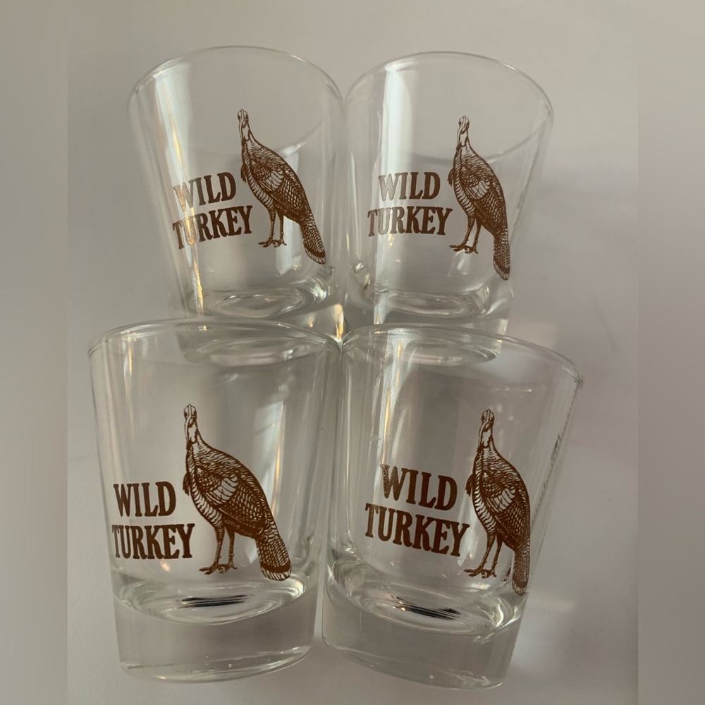vintage Wild Turkey round shot glasses NWOT promotional items (set of 4)